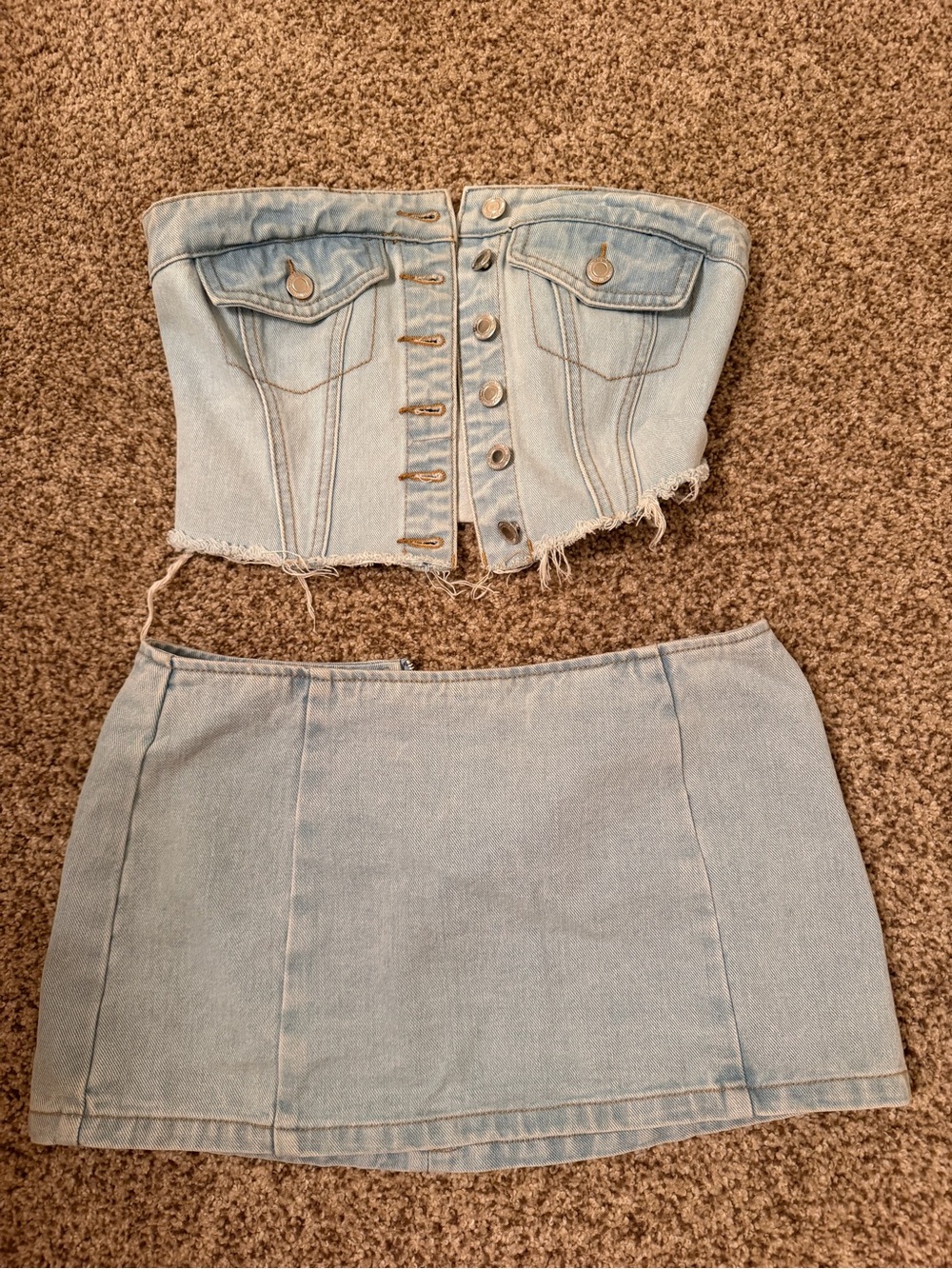 PrettyLittleThing Light Blue Denim Mini Skirt Set